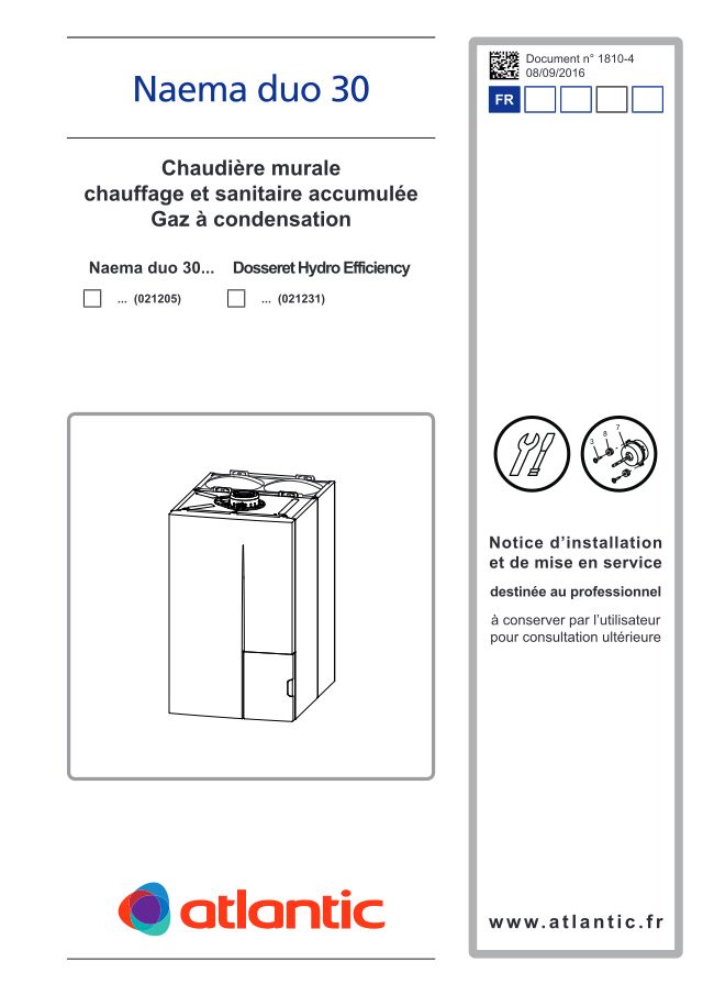 Première page : Notice d'installation Atlantic NAEMA DUO 30