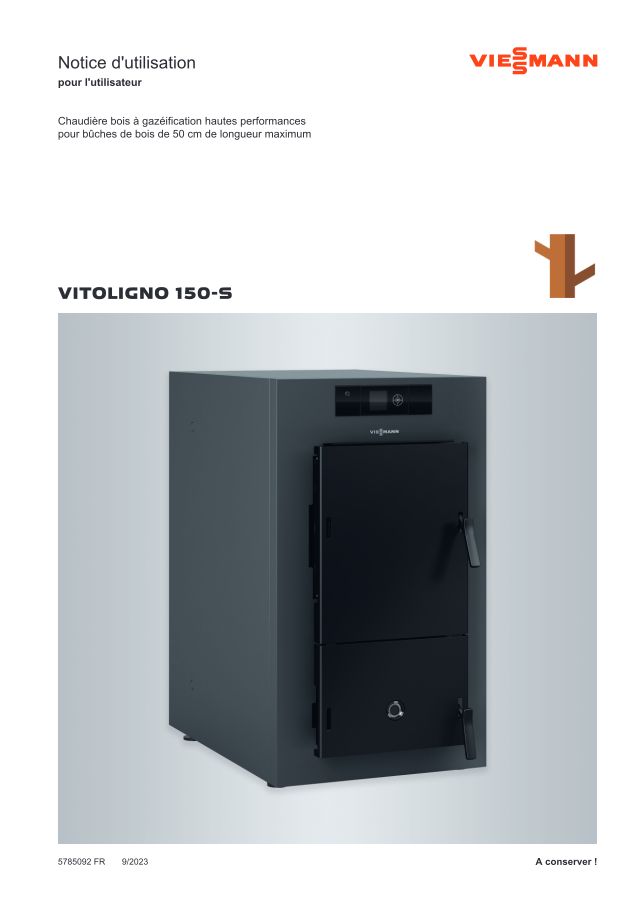 Première page : Notice d'utilisation Viessmann Corps Vitoligno 150-S V15A 17 kW
