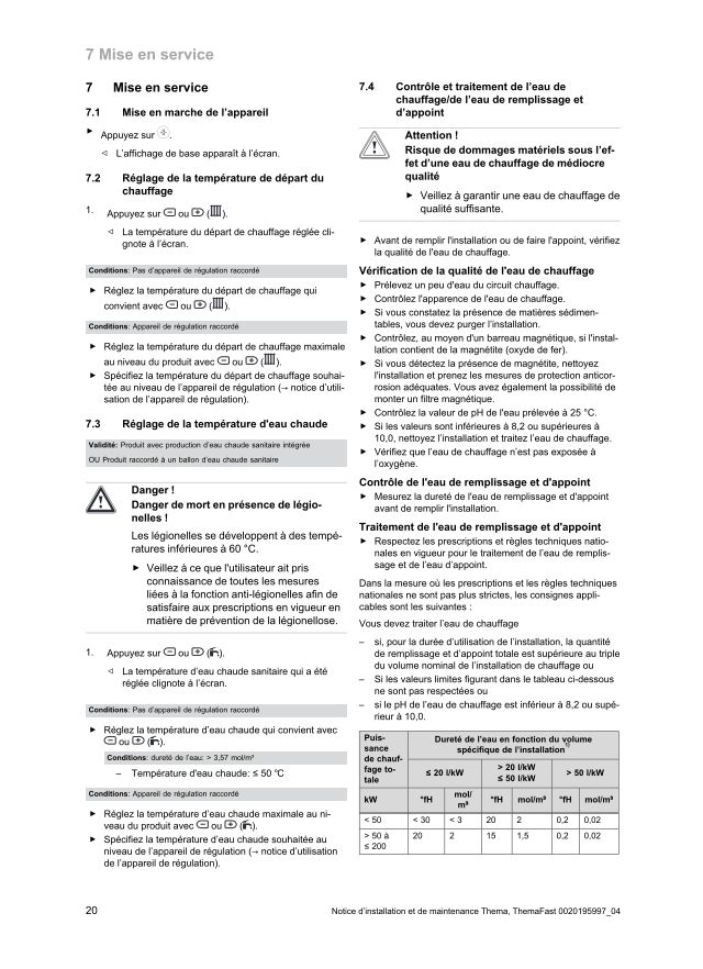 Première page : Notice mise en service Saunier Duval ThemaFast C30