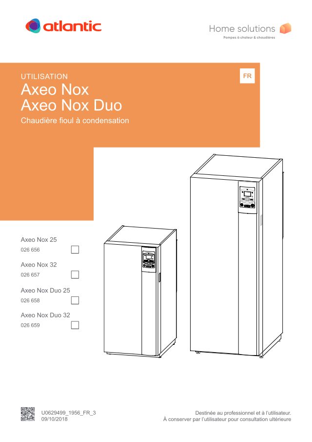 Première page : Notice d'utilisation Atlantic AXEO NOX 25 FF