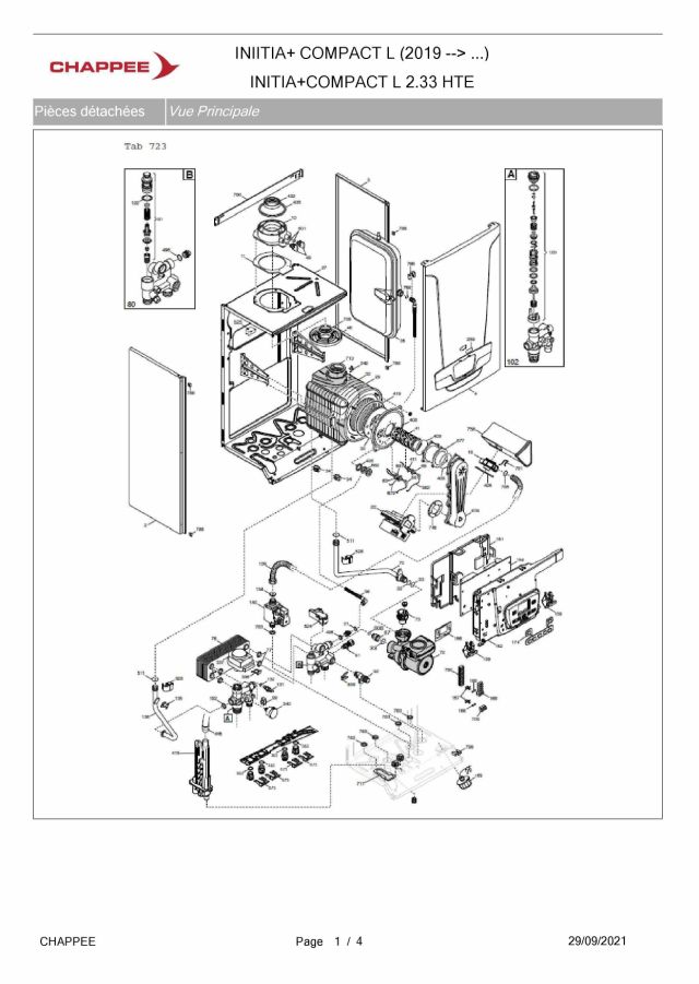 Première page : Pièces détachées Chappee INITIA + COMPACT L 2.33 HTE