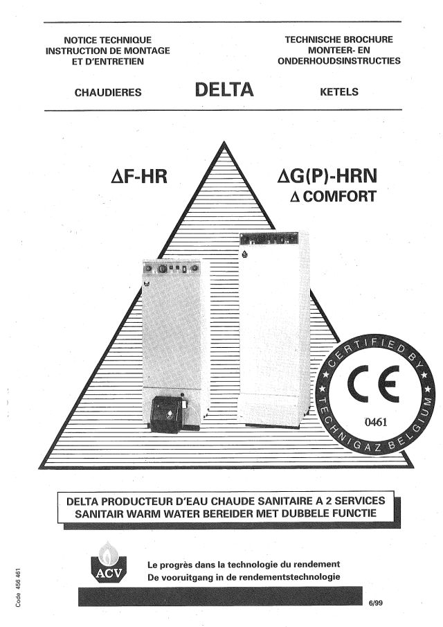 Première page : Notice d'installation ACV Delta GP 15 HRN (Prop.)