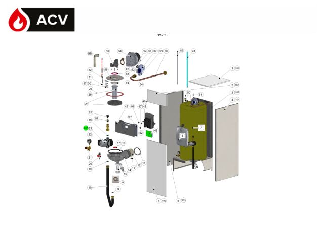Première page : Pièces détachées ACV HeatMaster 25 C EVO