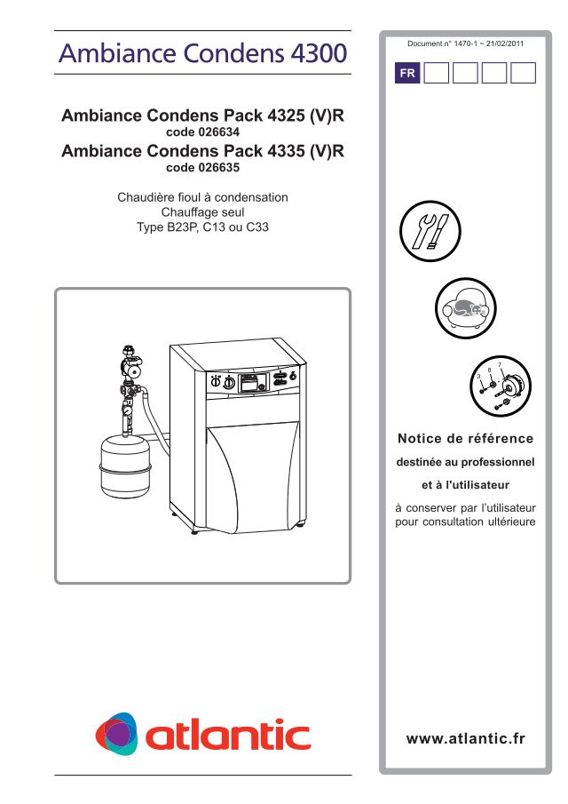 Premiere page : Notice d'installation Atlantic AMBIANCE CONDENS PACK 4325 R (026634)