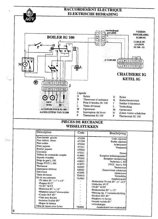 Première page : Schéma électrique ACV IG 100
