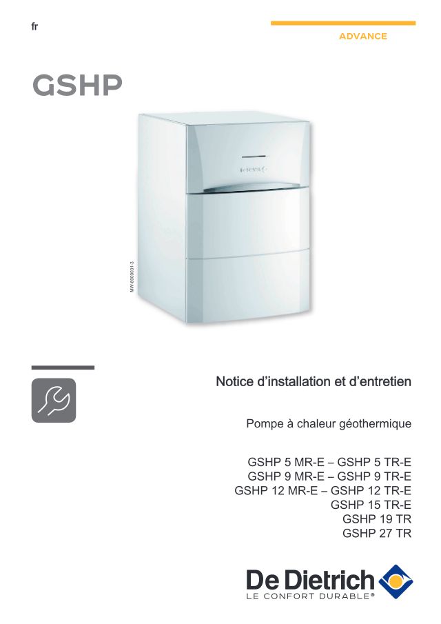 Première page : Notice d'utilisation De Dietrich GSHP 12 MR-E