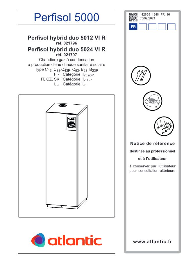 Première page : Notice d'installation Atlantic PERFISOL HYBRID DUO 5012 VI R