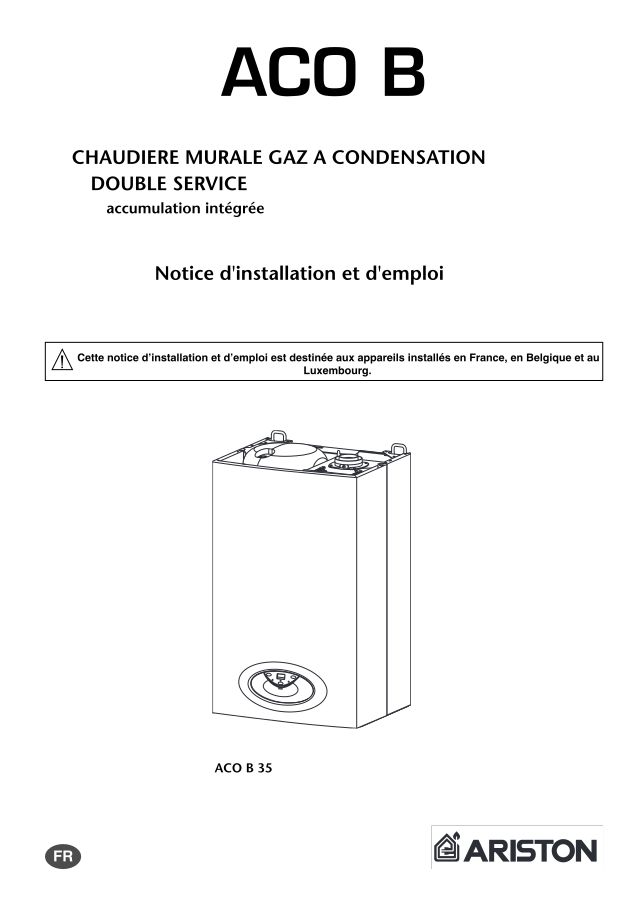 Première page : Notice d'installation Ariston ACO B 24 BFFI