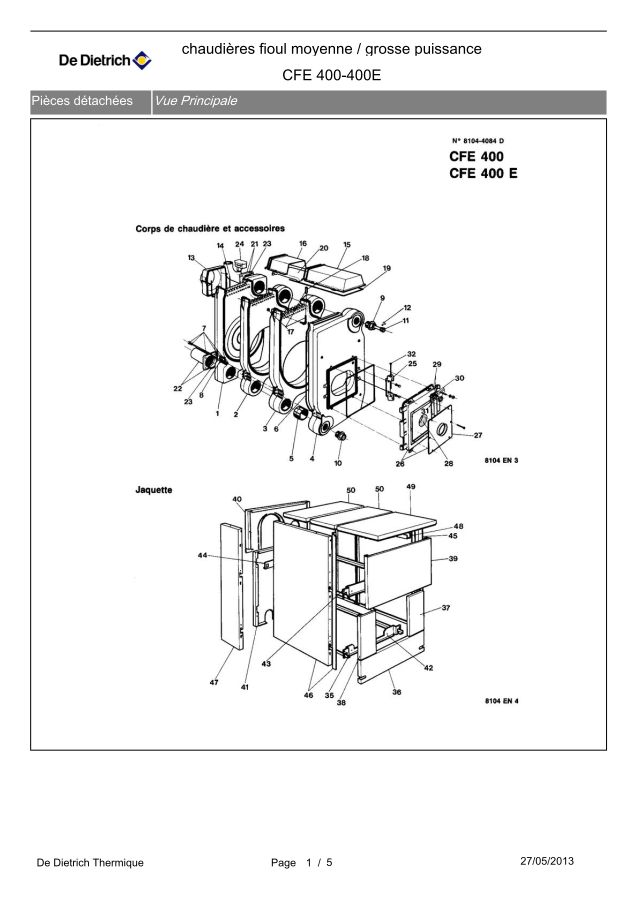 Première page : Pièces détachées De Dietrich CFE 400