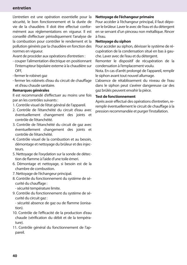 Première page : Notice de maintenance Chaffoteaux TALIA GREEN 25 FF N BE