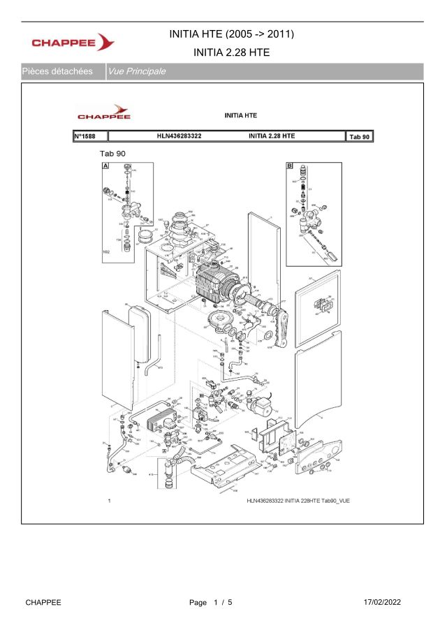 Première page : Pièces détachées Chappee INITIA 2.28 FF HTE