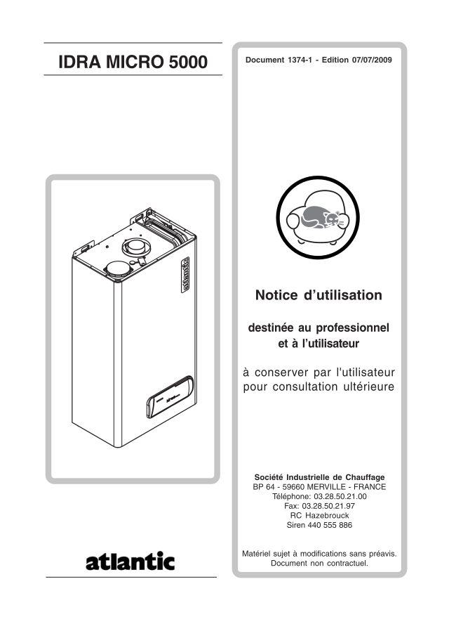 Premiere page : Notice d'utilisation Atlantic IDRA MICRO 5024 V (021762)