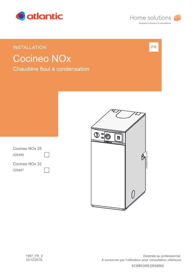 Première page : Notice d'installation Atlantic COCINEO NOX 32 FF