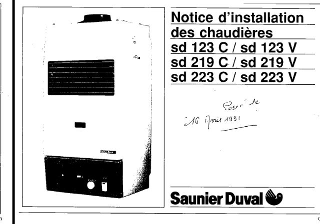 Première page : Notice d'installation Saunier Duval SD 223 C