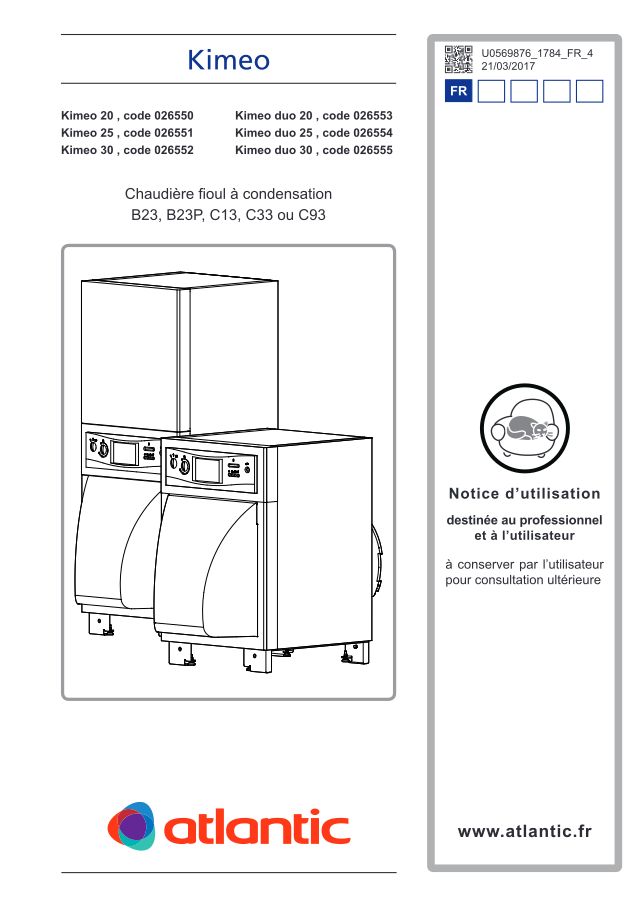Première page : Notice d'utilisation Atlantic KIMEO DUO 20