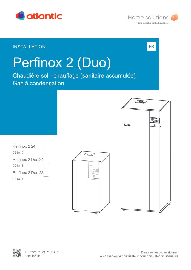 Première page : Notice d'installation Atlantic PERFINOX 2 24