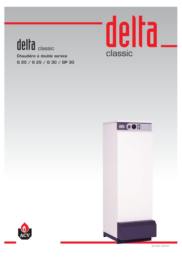 Première page : Notice d'utilisation ACV Delta Classic G 25