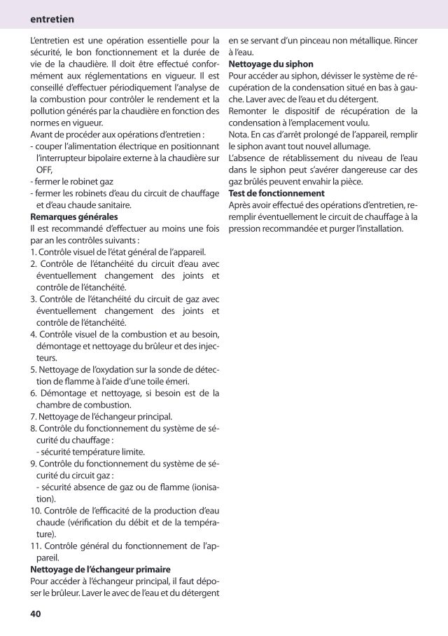 Première page : Notice de maintenance Chaffoteaux URBIA GREEN 30 FF N BE