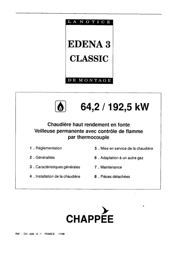 Première page : Notice d'installation Chappee EDENA 3 CLASSIC 6