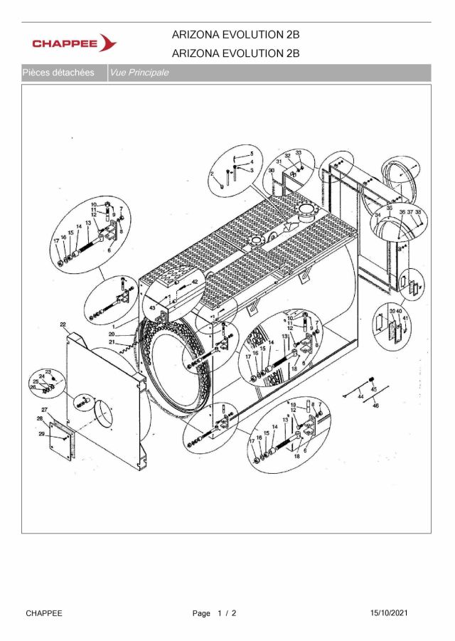 Première page : Pièces détachées Chappee ARIZONA EVOLUTION 2B / 1850kW