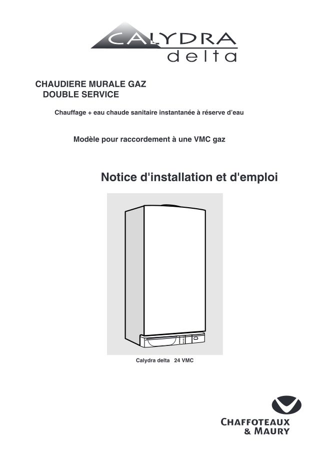 Premiere page : Notice d'installation Chaffoteaux CALYDRA DELTA 24 VMC N FR (200006787036)