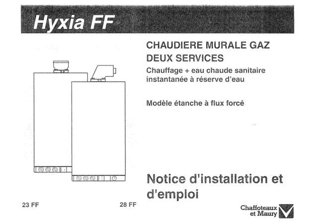 Première page : Notice d'utilisation Chaffoteaux HYXIA 23 FF N FR
