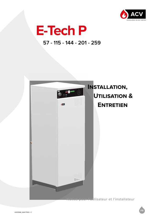 Première page : Notice d'installation ACV E-Tech P 259