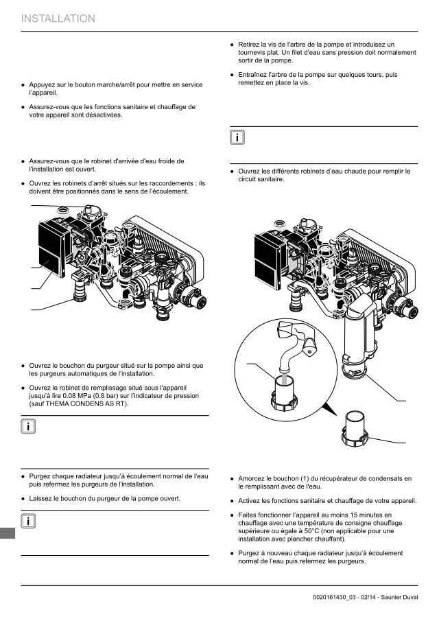 Première page : Notice mise en service Saunier Duval Thema Condens F AS 18 RT