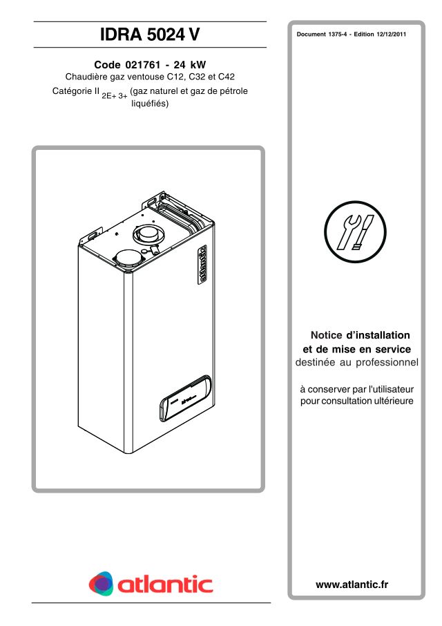 Première page : Notice de maintenance Atlantic IDRA 5024 V