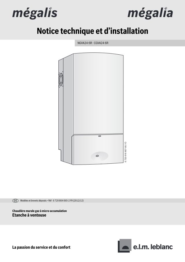 Première page : Notice d'installation Elm Leblanc MEGALIA NGVA24-6RB
