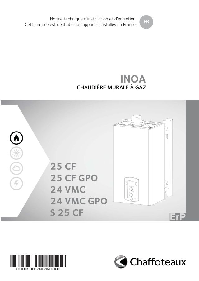 Première page : Notice d'installation Chaffoteaux INOA EVO 25 FF GPO FR