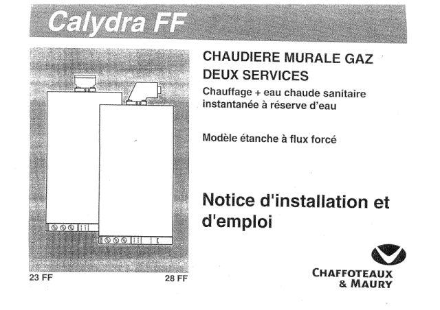 Première page : Notice d'utilisation Chaffoteaux CALYDRA 23 FF N FR