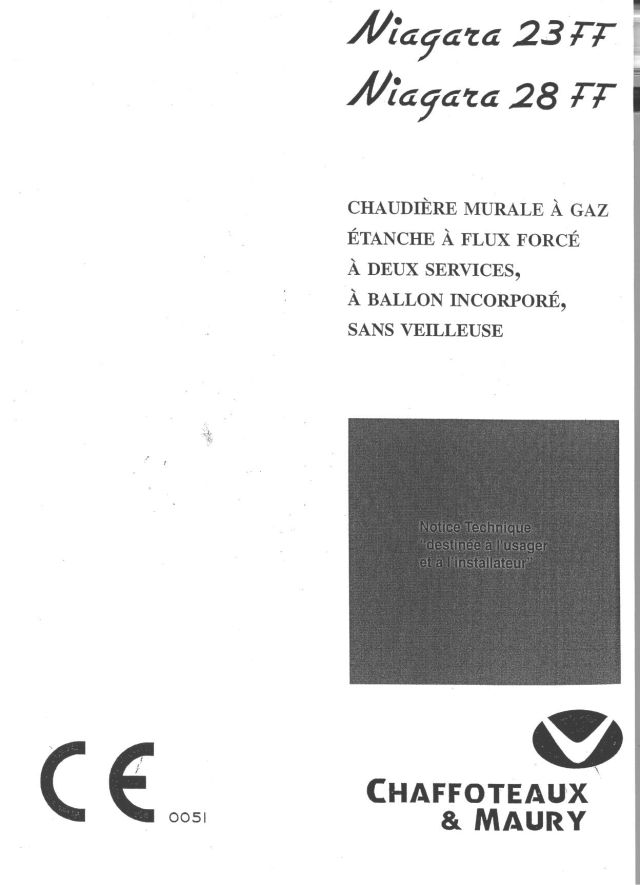 Premiere page : Notice d'utilisation Chaffoteaux NIAGARA 28 FF B/P 07.93/10.9 (245827)