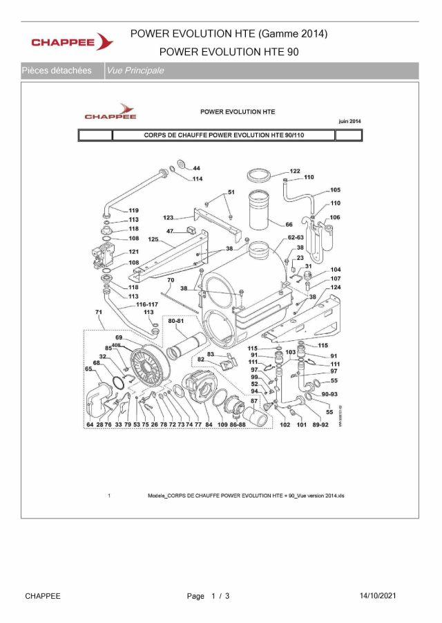 Première page : Pièces détachées Chappee POWER EVOLUTION 90 HTE