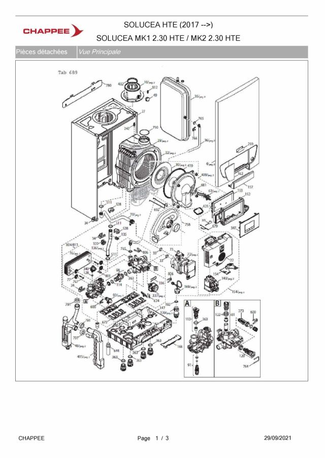 Première page : Pièces détachées Chappee SOLUCEA MK1 2.30 HTE