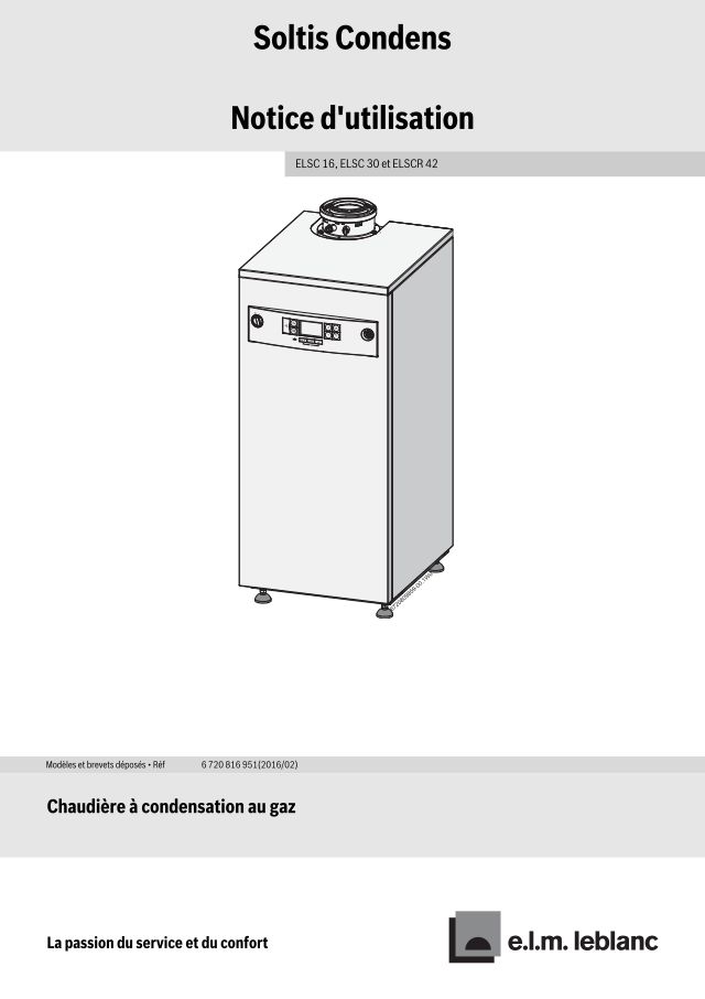 Première page : Notice d'utilisation Elm Leblanc SOLTIS CONDENS ELSC 16
