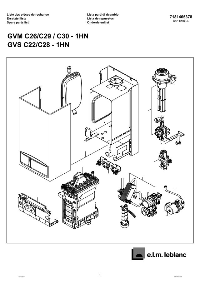 Premiere page : Vue éclatée et pièces détachées Elm Leblanc GVS C28-1HN (7712231740)