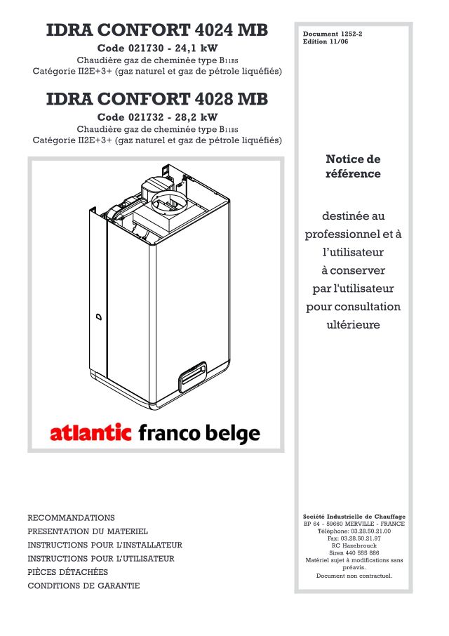 Premiere page : Notice d'utilisation Atlantic IDRA CONFORT 4024 MB (021730)