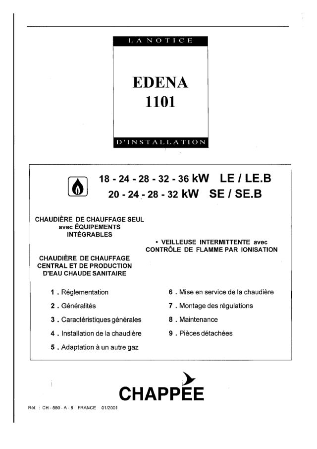 Première page : Notice d'installation Chappee EDENA 1101 SEB