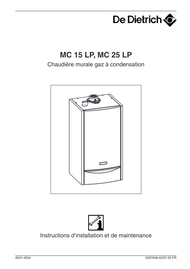 Première page : Notice d'installation De Dietrich MC 15 LP