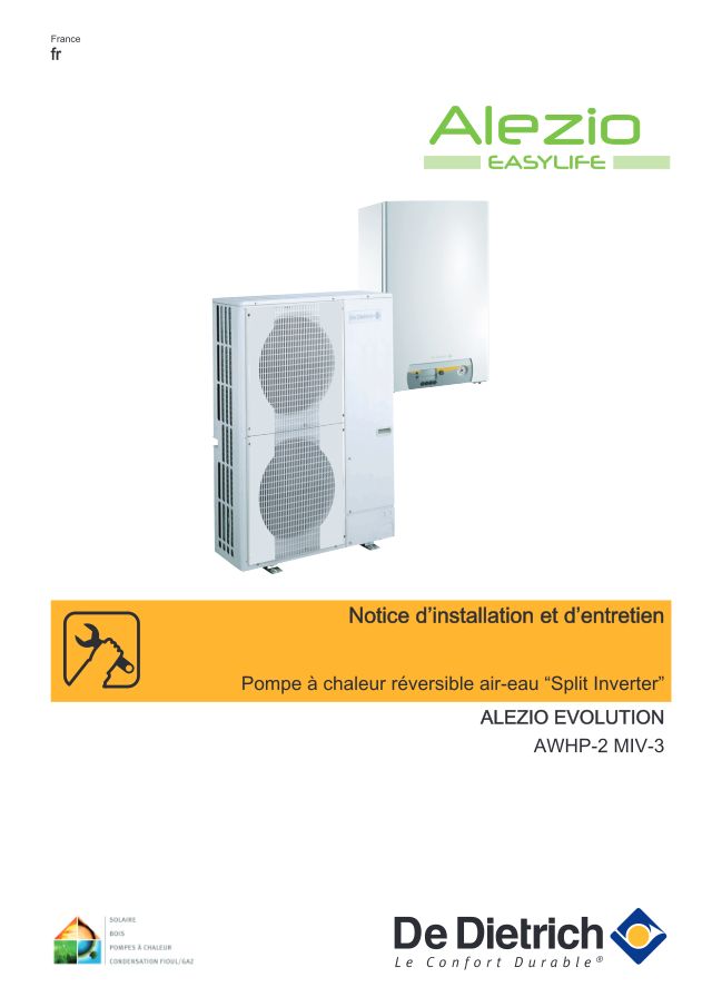 Première page : Notice d'utilisation De Dietrich ALEZIO EVOLUTION AWHP-2 MIV-3