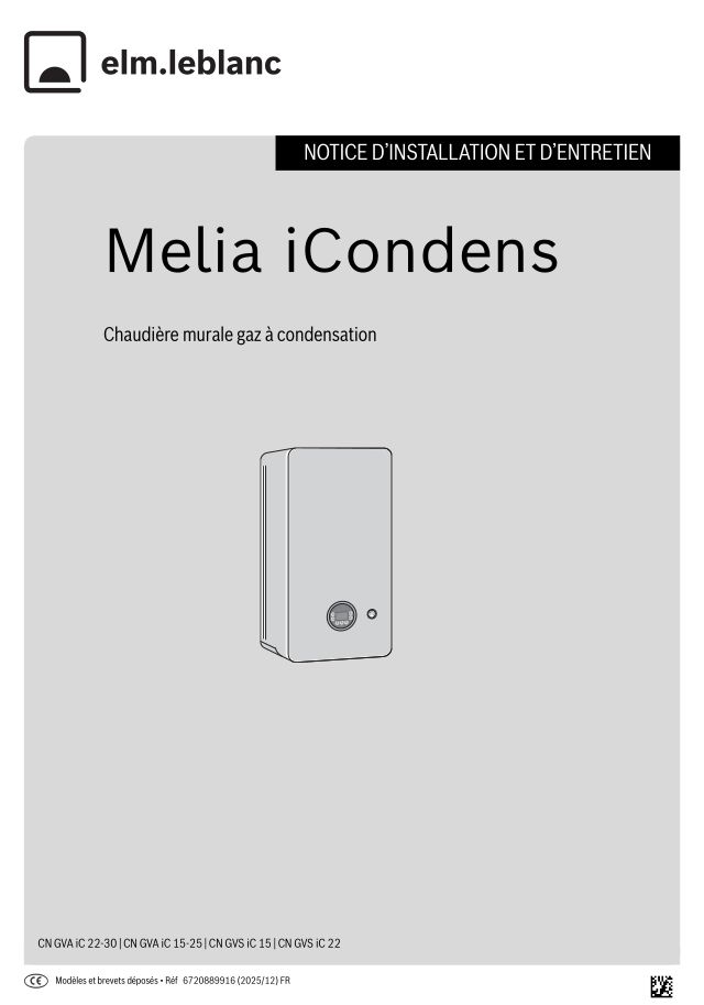 Premiere page : Notice d'installation Elm Leblanc MELIA ICONDENS CN GVA IC 15-25 (7736901555)