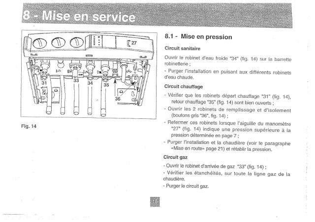 Première page : Notice mise en service Chaffoteaux CALYDRA 28 FF N FR