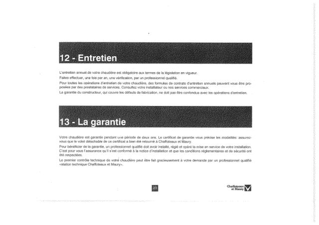 Première page : Notice de maintenance Chaffoteaux CALYDRA 23 CF N FR
