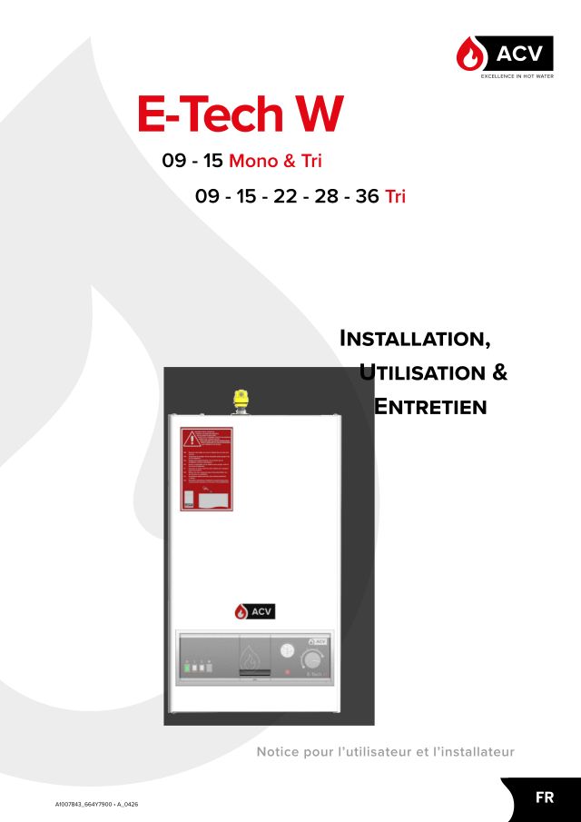 Premiere page : Notice d'installation ACV E-Tech W 36 Tri