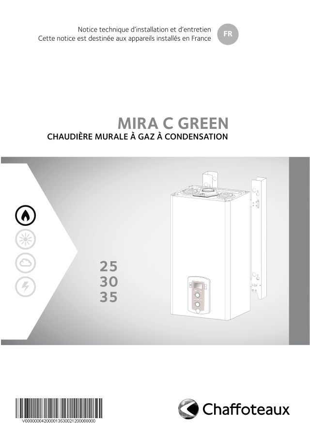 Première page : Notice d'installation Chaffoteaux MIRA C GREEN EVO MOD 25/30 BE
