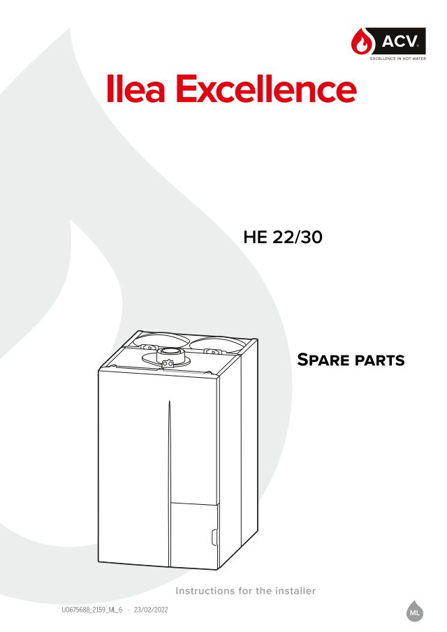 Première page : Pièces détachées ACV ILEA EXCELLENCE HE 22/30