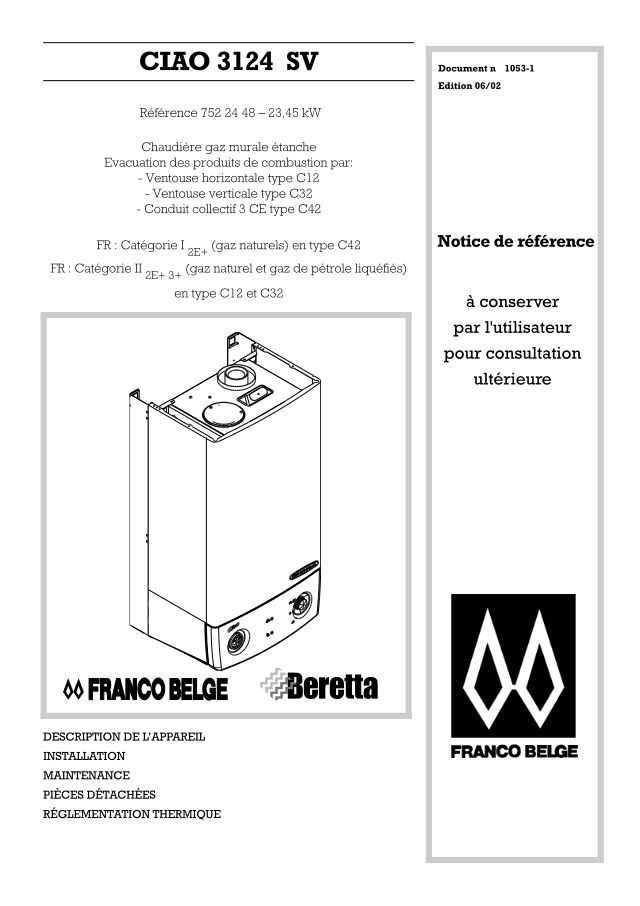 Première page : Notice d'installation Atlantic CIAO 3124 SV