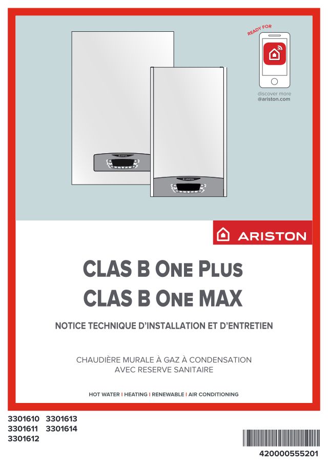 Première page : Notice d'installation Ariston CLAS B ONE PLUS 30