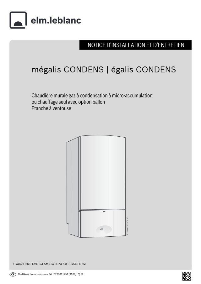 Première page : Notice d'installation Elm Leblanc MEGALIS CONDENS GVSC24-5MN